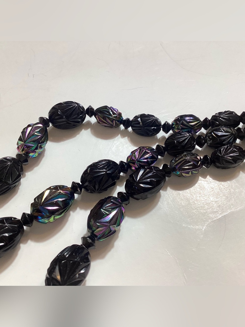 1950s Vtg Austria Made AB Lucite Statement Necklace - Picture 6 of 11